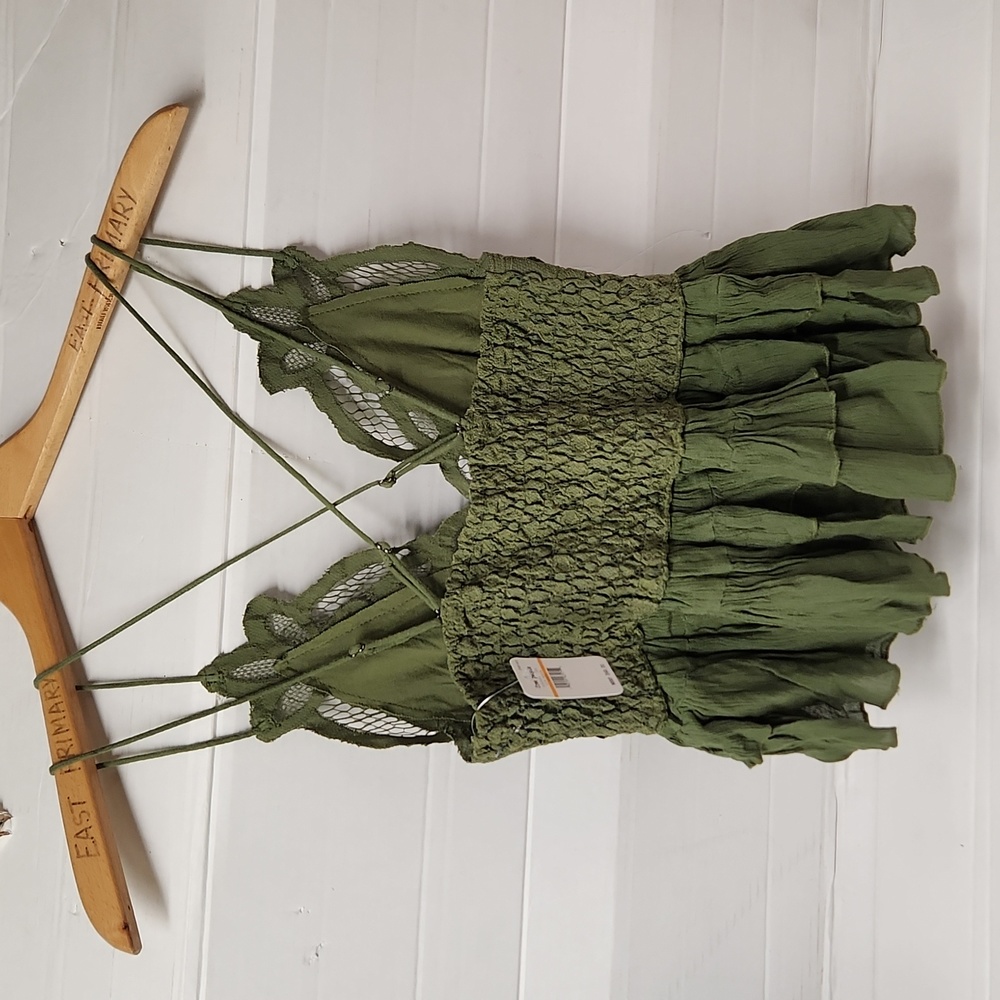 NWT FREE PEOPLE Intimately Women's sz S Olive color adjustable straps tunic - Picture 3 of 8